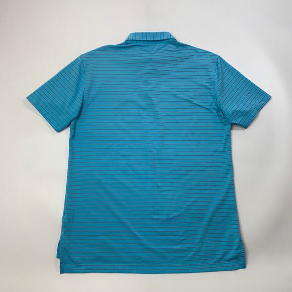 Peter Millar Shirt Mens M Medium Water Geranium Summer Comfort Striped Golf Polo - Picture 9 of 11